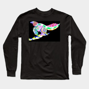 the eagle feathered dinosaur art in ecopop ancient pattern Long Sleeve T-Shirt